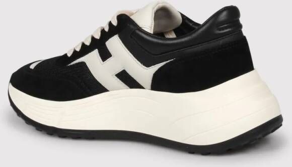 Hogan Low-Top Sneakers Round Toe Black Sneakers With Suede Inserts in zwart