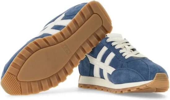 Hogan Low-Top Sneakers Soft Suede Sneakers With Contrasting Stripes in blauw