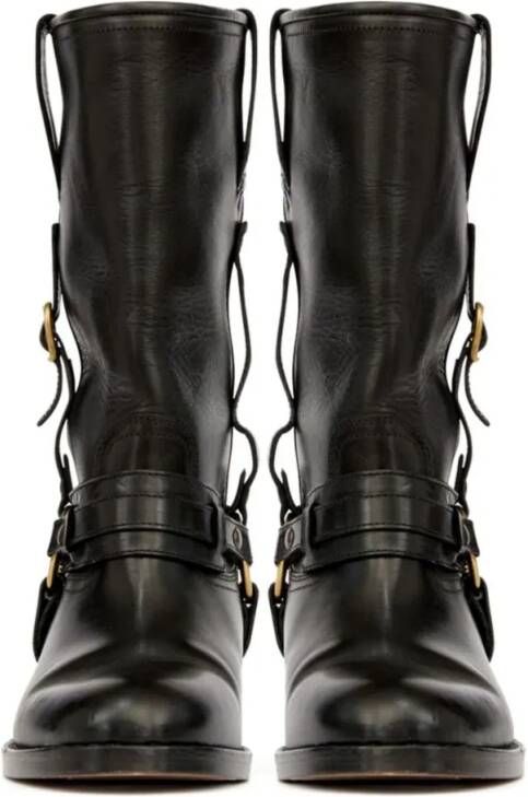 Isabel marant Boots Knee-High Leather Boots With Buckle Detail in zwart
