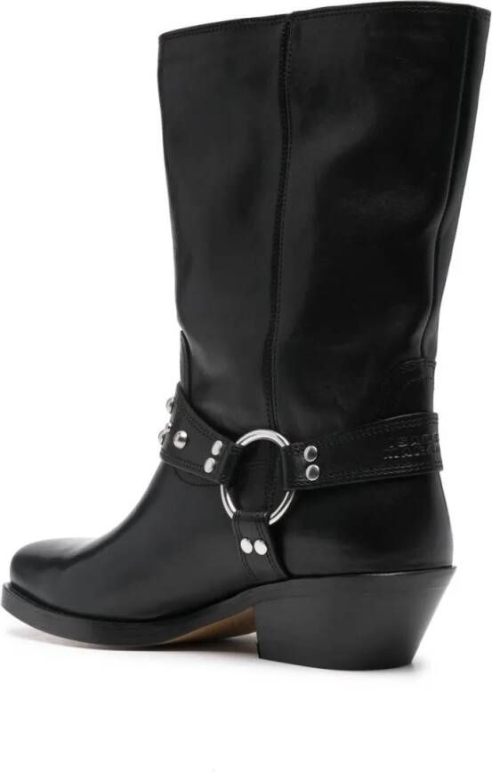 Isabel marant Boots Mid-Calf Leather Boots With Decorative Strap And B in zwart