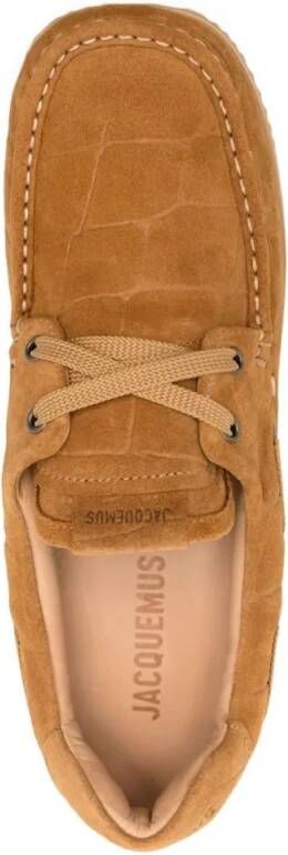 Jacquemus Les Batto Suede Moccasins in bruin