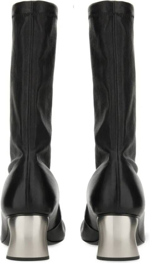 Jil Sander Boots Ankle-High Leather Boots With Sculptural Heel in zwart