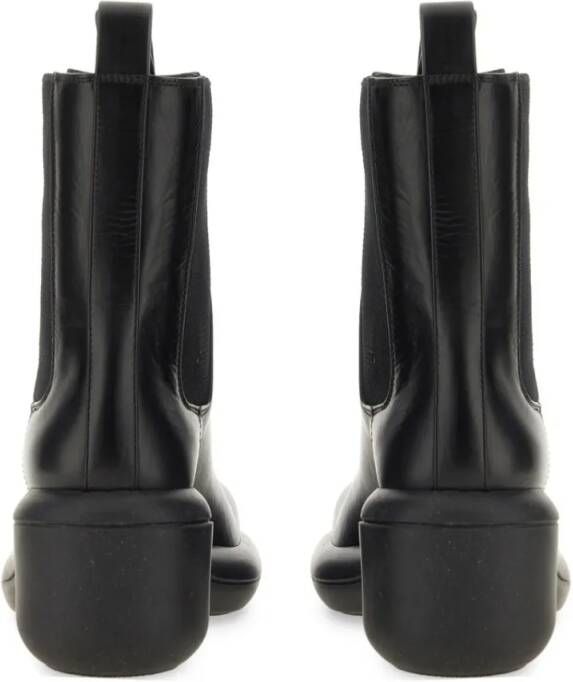 Jil Sander Boots Black Leather Boots With Round Toe in zwart
