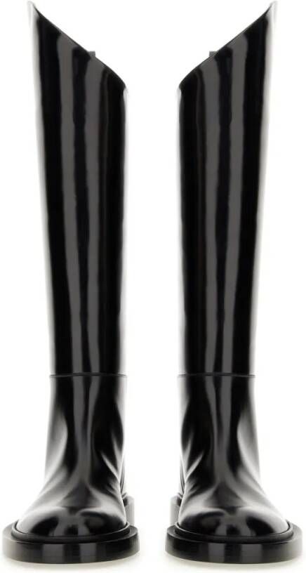 Jil Sander Boots Glossy High-Shaft Leather Boots in zwart