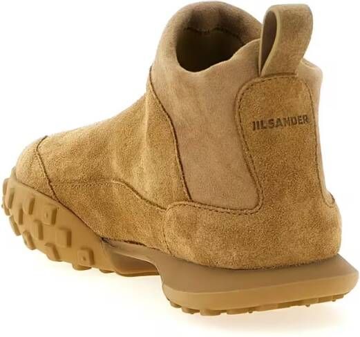 Jil Sander Boots Italian Suede Sneakers in bruin