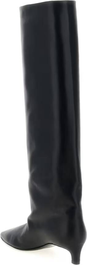 Jil Sander Boots Knee-High Black Calfskin Leather Boots in zwart