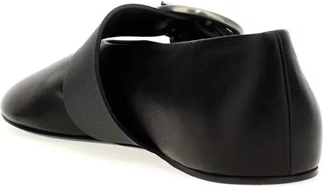Jil Sander Buckle Ballet Flats in zwart