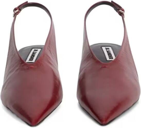 Jil Sander Hoge hakken Red Leather Slingback in rood