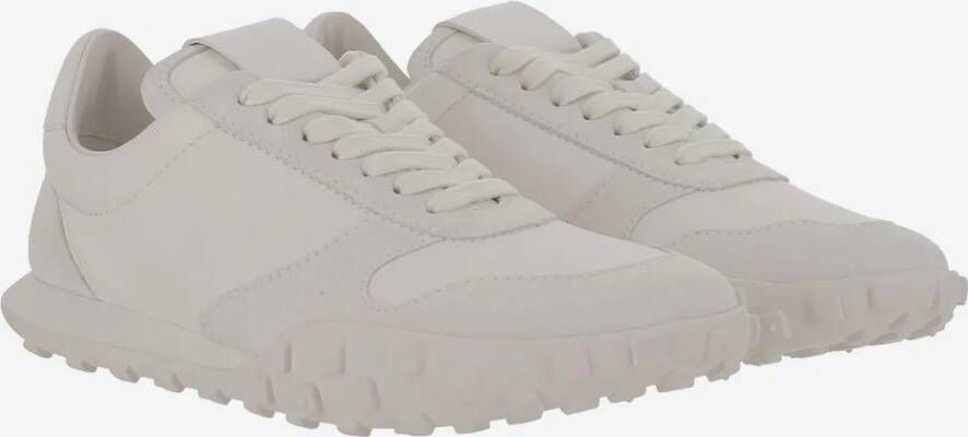 Jil Sander Low-Top Sneakers Satin-Effect Nylon Sneakers With Suede Trim And Ru in wit