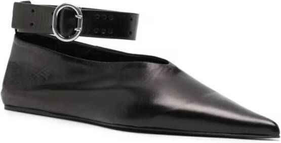 Jil Sander Pointed Toe Ballerinas in zwart