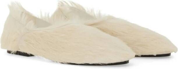 Jil Sander Pointed-Toe Low Calfskin Slipper With Textured Fin in beige
