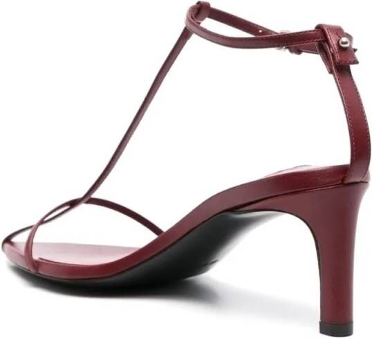 Jil Sander Sandalen Burgundy Leather Sandal With Ankle Strap in rood