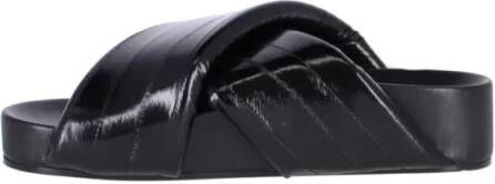 Jil Sander Sandalen Crisscross Black Leather Sandals in zwart