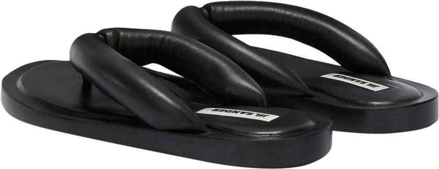 Jil Sander Sandalen Flat Leather Sandals in zwart