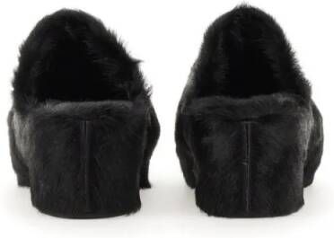 Jil Sander Slippers & Mules Goat Hair Mules With Coated Calfskin Sole in zwart