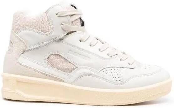 Jil Sander Low-Top Sneakers Beige High-Top Sneakers With Leather Inserts And E in wit