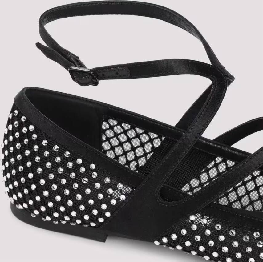 Jimmy Choo Black Leather And Mesh Ballerinas in zwart