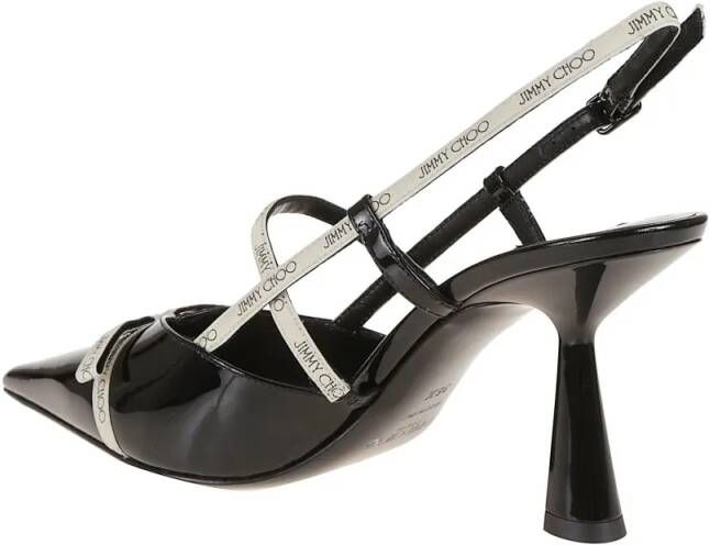 Jimmy Choo Hoge hakken Glossy Black Leather Slingback Pumps in zwart