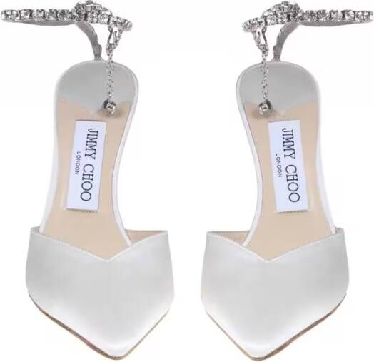Jimmy Choo Hoge hakken Slingback Saeda 100 In Satin in wit