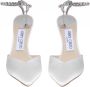 Jimmy Choo Hoge hakken Slingback Saeda 100 In Satin in wit - Thumbnail 2