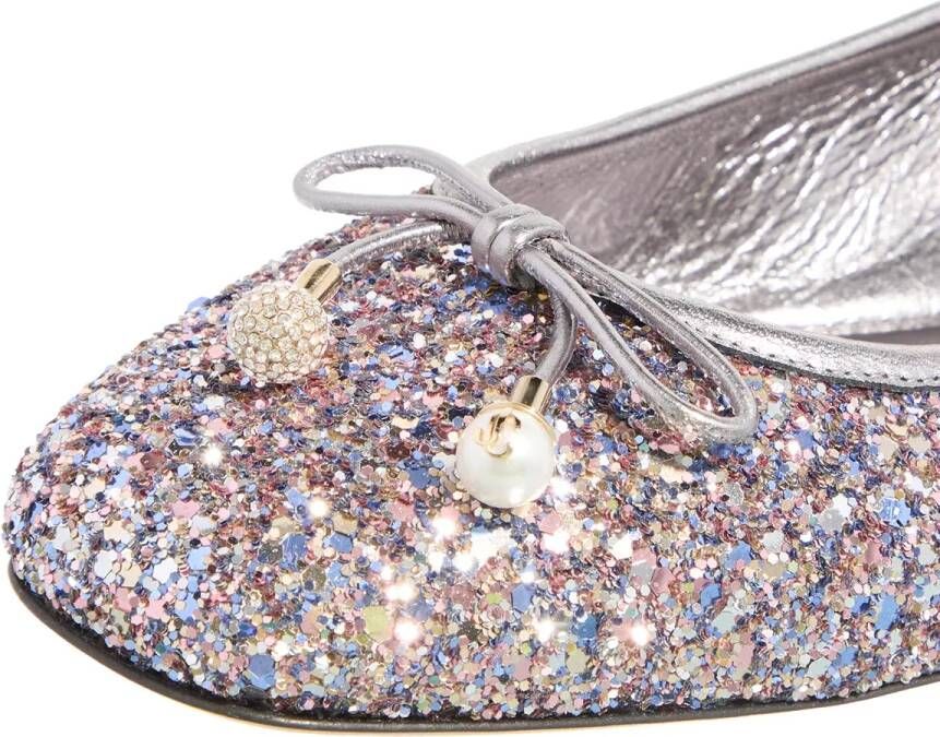 Jimmy Choo Loafers Elme Glitter Ballerine Shoes in zilver