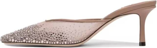 Jimmy Choo Sandalen Embellished Leather Sandals With Pointed Toe in bruin