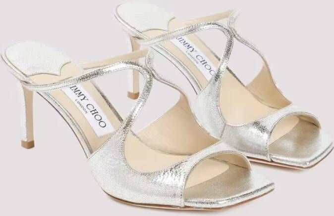 Jimmy Choo Sandalen Grey Champagne Leather Anise 75 Sandals in grijs
