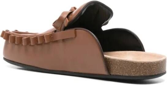 J.W.Anderson Slippers & Mules Chocolate Brown Bow-Detail Slippers in bruin