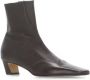 Khaite Boots Brown Leather Ankle Boots With Squared Toe in bruin - Thumbnail 1