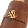 Ralph Lauren Leren Mocassins Logo Voorkant Rubberen Zool Brown Dames - Thumbnail 3