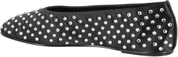 Magda Butrym Ballet Flats Satin Black Crystals in zwart