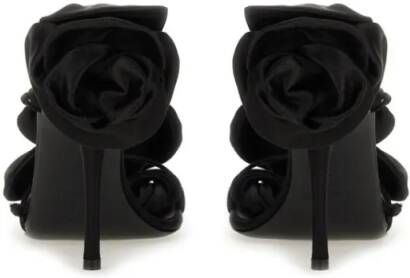 Magda Butrym Sandalen Floral-Embellished Satin Sandals in zwart