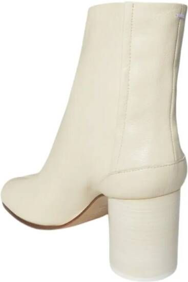 Maison Margiela Boots White Leather Tabi Boots in beige