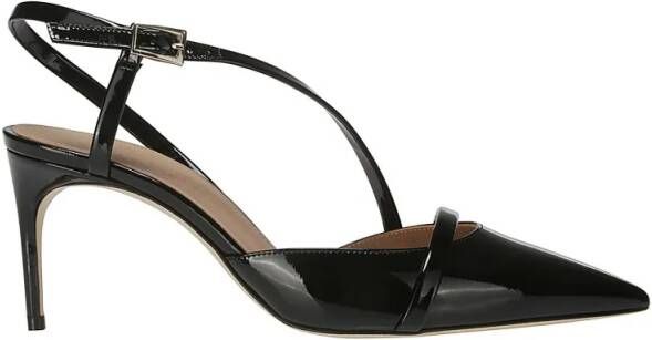 Malone Souliers Hoge hakken Shiny Black Stiletto Slingbacks in zwart