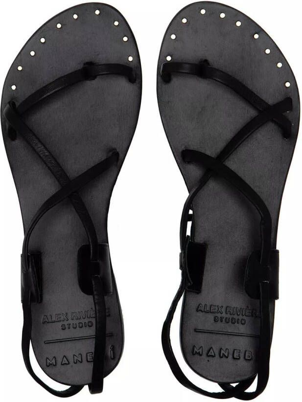 Manebi Espadrilles tie-up leather sandals in zwart