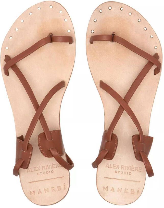 Manebi Espadrilles tie-up leather sandals in bruin