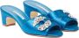 Manolo Blahnik Blauwe Slip-On Satijnen Muiltjes Schoenen Blue Dames - Thumbnail 2