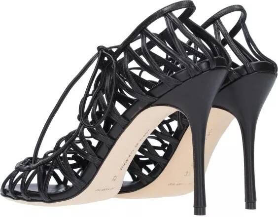 Manolo Blahnik Sandalen Hamza 105 Leather Sandals in zwart