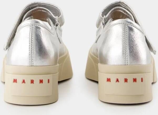 Marni Mary Jane Sneakers Leather Silver in zilver