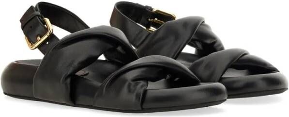 Marni Sandalen Black Leather Sandals With Knotted Upper in zwart