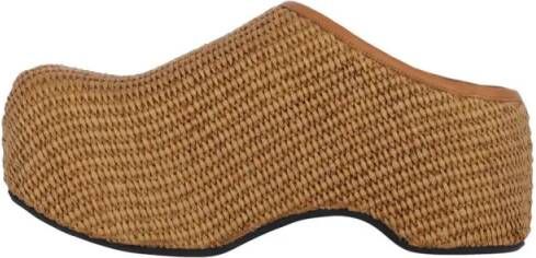 Marni Sandalen "Chunky" Raffia Wedges – Brown in bruin