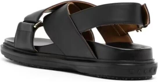 Marni Sandalen Cross-Strap Calf Leather Sandals in zwart