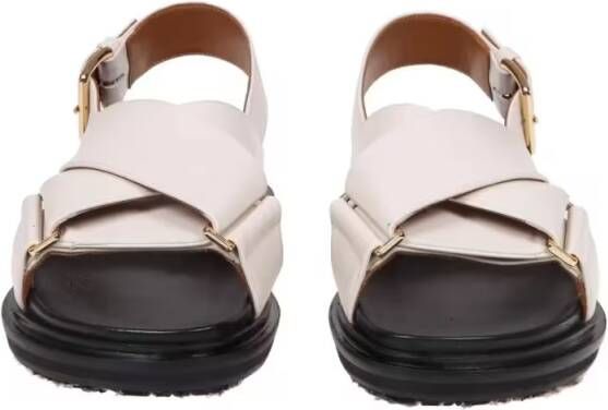 Marni Sandalen Fussbett Sandal In White Leather in wit