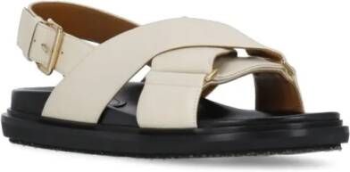 Marni Sandalen Ivory Smooth Leather Sandals With Rear Belt in beige
