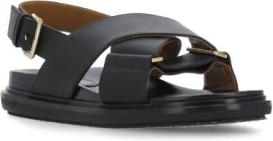 Marni Sandalen Leather Sandals With Rear Belt Fastening in zwart