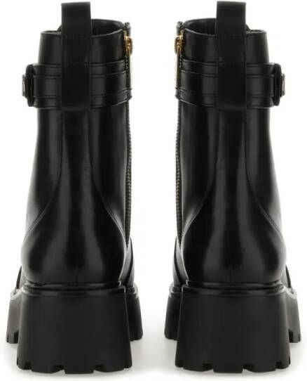 Michael Kors Boots Lace-Up Black Cow Leather Platform Boots in zwart