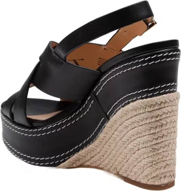 Michael Kors Sandalen Nora Wedge Sandal In Black Leather in zwart
