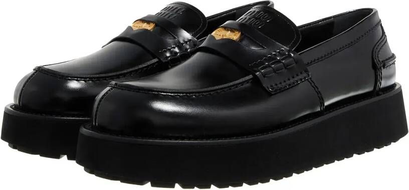 Miu Loafers Pennyloafer Plateau in zwart