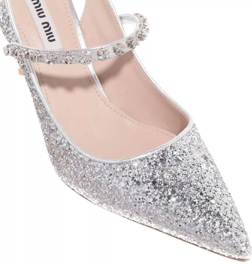 Miu Pumps & high heels Leather High Heels Glitter in zilver