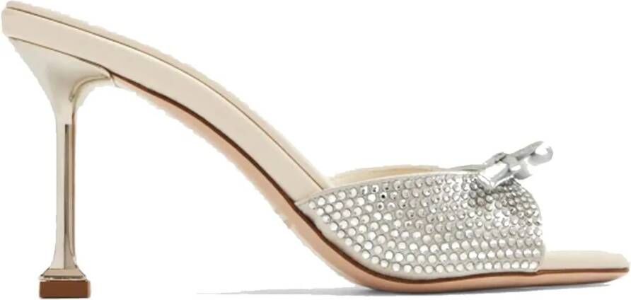 Miu Slippers & Mules Leather Crystals Mules in zilver - Foto 2